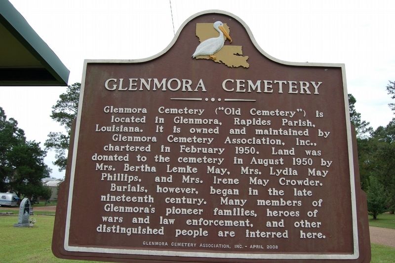 Glenmora Cemetery Marker. Click for full size. Glenmora Cemetery Marker image. Click for full size.