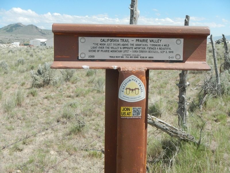 California Trail - Prairie Valley Marker. Click for full size. California Trail - Prairie Valley Marker image. Click for full size.
