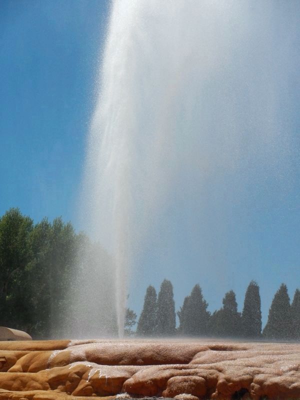 The 'modern' geyser at Soda Springs; it is controlled by a valve. image. Click for full size.