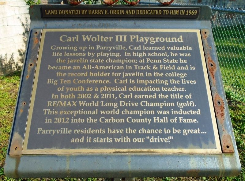 Carl Wolter III Playground Marker. Click for full size. Carl Wolter III Playground Marker image. Click for full size.