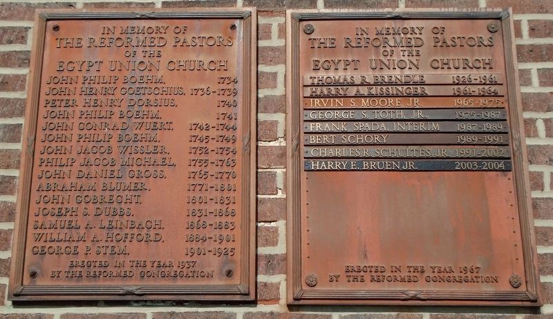 The Reformed Pastors of the Egypt Union Church Marker. Click for full size. The Reformed Pastors of the Egypt Union Church Marker image. Click for full size.