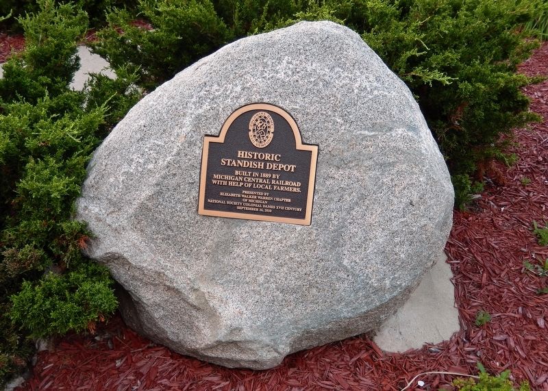 Historic Standish Depot Marker (<i>wide view</i>). Click for full size. Historic Standish Depot Marker (<i>wide view</i>) image. Click for full size.