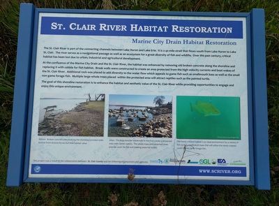 St. Clair River Habitat Restoration: Marine City Drain Habitat Restoration Marker image. Click for full size.