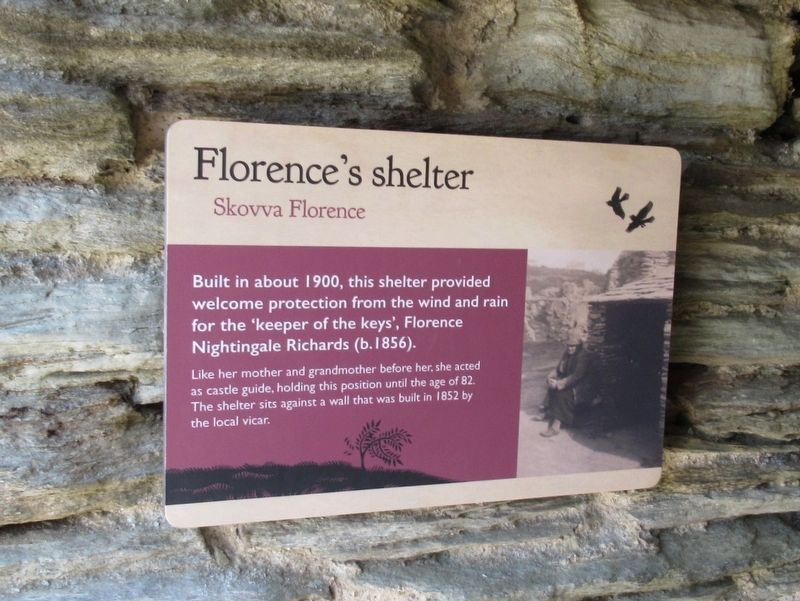 Florence’s shelter Marker. Click for full size. Florence’s shelter Marker image. Click for full size.