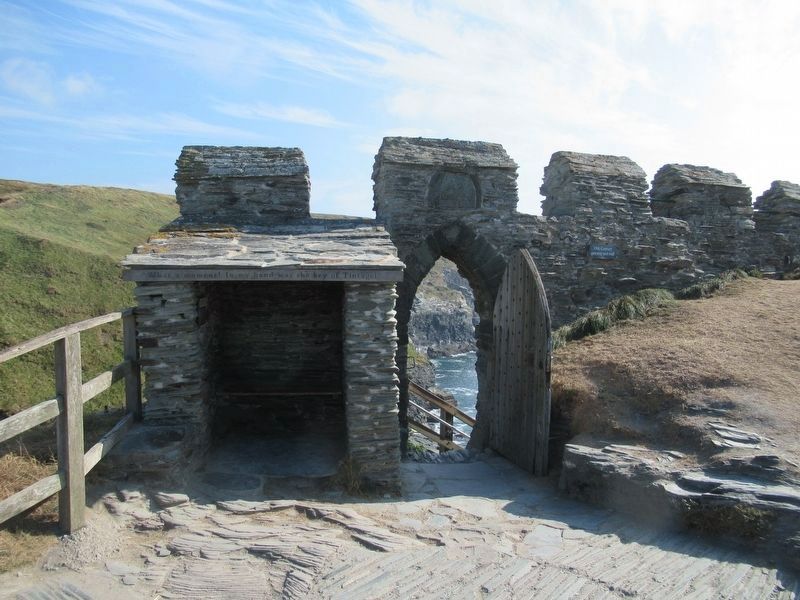 Florence’s shelter at the entrance to Tintagel Castle. Click for full size. Florence’s shelter at the entrance to Tintagel Castle image. Click for full size.
