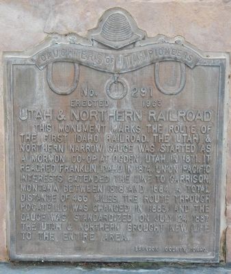 Utah & Northern Railroad Marker image. Click for full size.