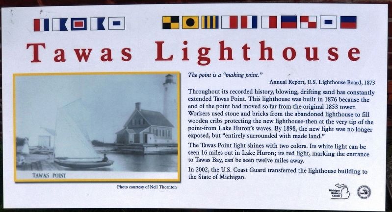 Tawas Lighthouse Marker. Click for full size. Tawas Lighthouse Marker image. Click for full size.