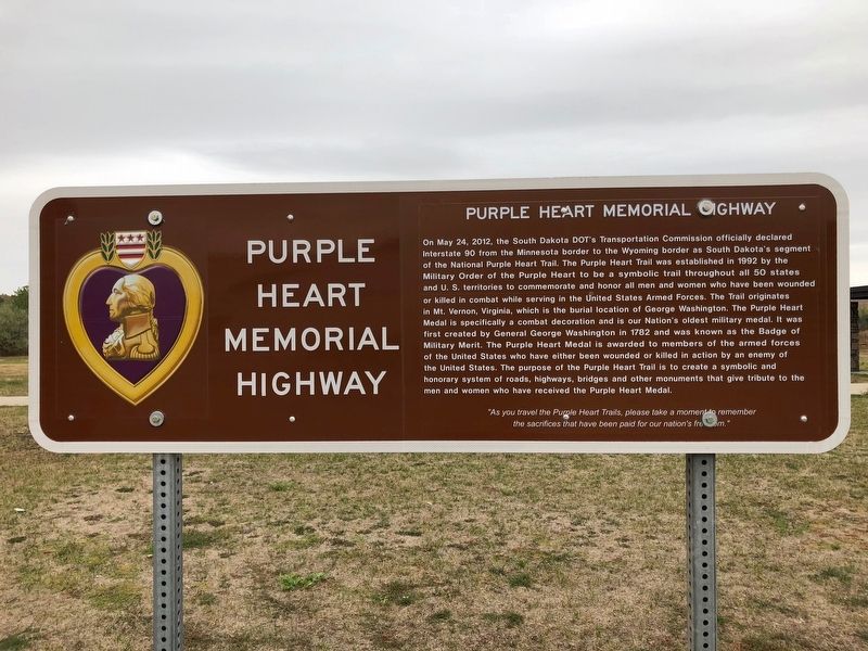 Purple Heart Memorial Highway Marker. Click for full size. Purple Heart Memorial Highway Marker image. Click for full size.