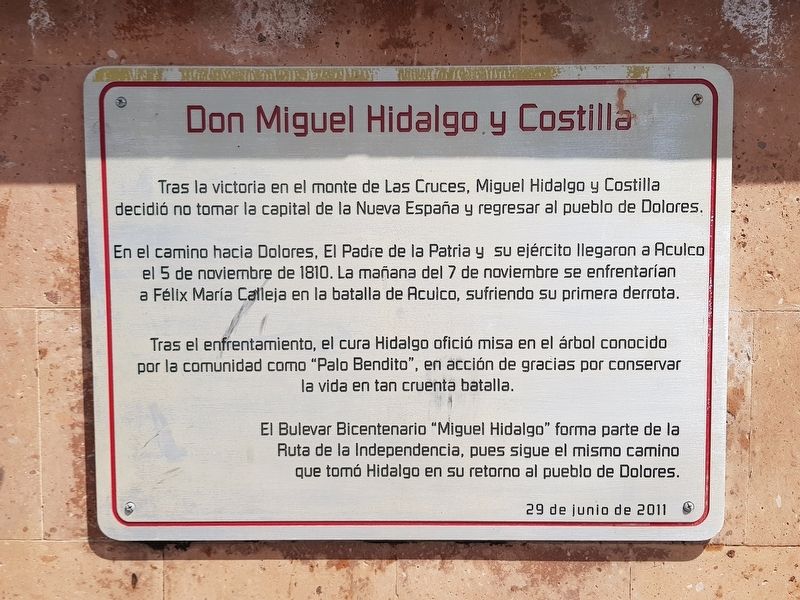 Miguel Hidalgo y Costilla in Aculco Marker image. Click for full size.