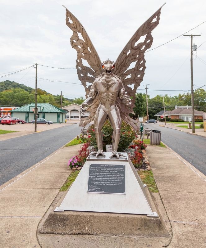 “Legend of the Mothman” Statue and Marker image. Click for full size.