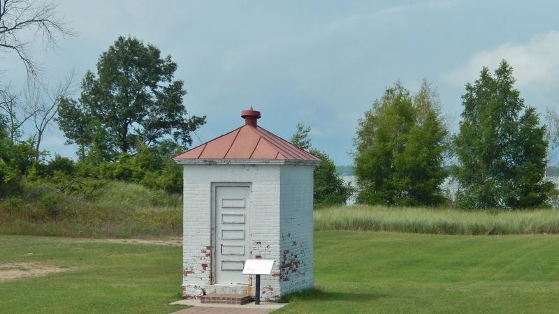 Oil House (<i>wide view from Tawas Lighthouse; Tawas Bay in the background</i>) image. Click for full size.