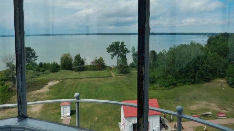 Oil House (<i>view of Oil House [left], Garage & Tawas Bay from lighthouse tower</i>) image. Click for full size.