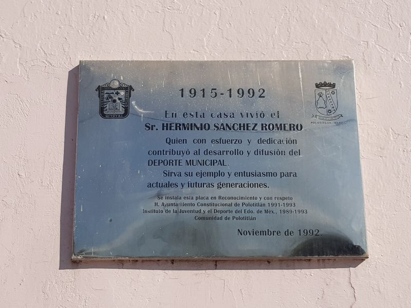Herminio Sánchez Romero Marker. Click for full size. Herminio Sánchez Romero Marker image. Click for full size.