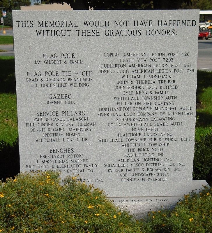Veterans Memorial Sponsors. Click for full size. Veterans Memorial Sponsors image. Click for full size.