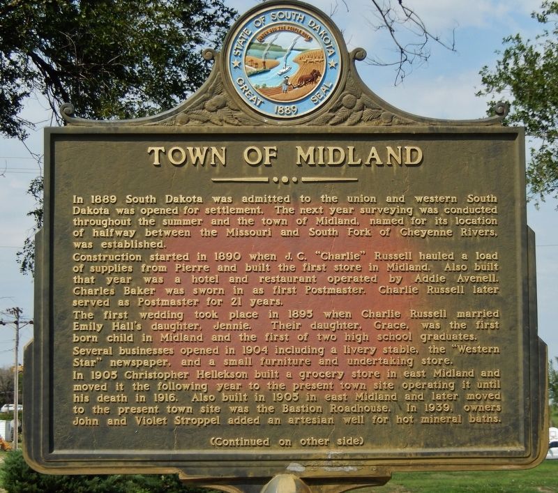 Town of Midland Marker (<i>side 1</i>) image. Click for full size.