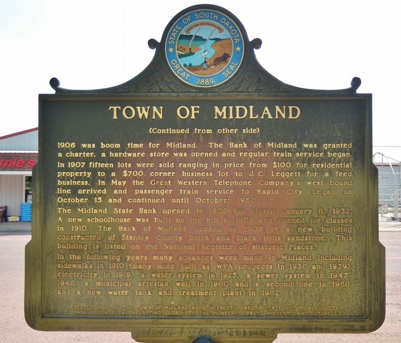 Town of Midland Marker (<i>side 2</i>) image. Click for full size.