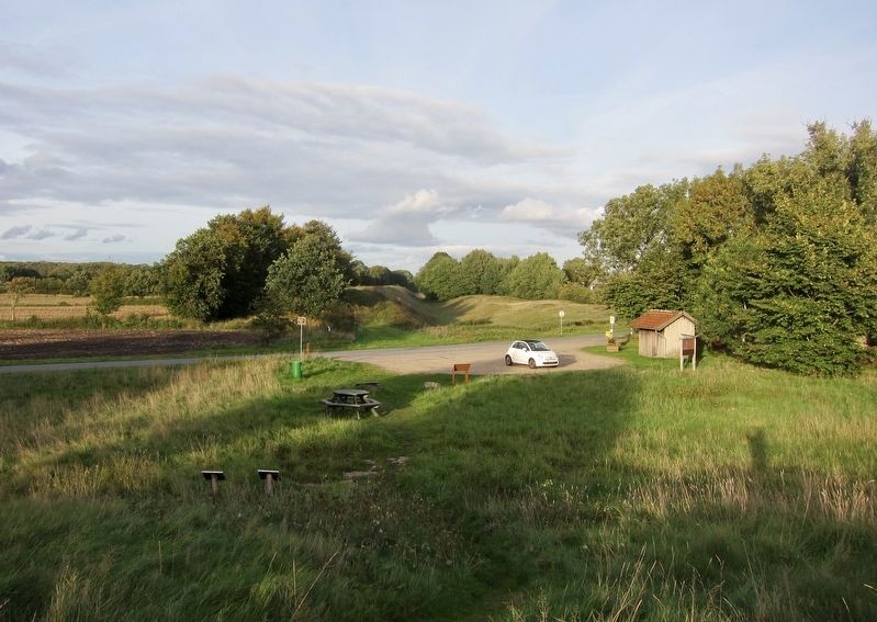 The Key Section of the Fortifications: The Main Wall and Marker - wide view from behind the marker image. Click for full size.