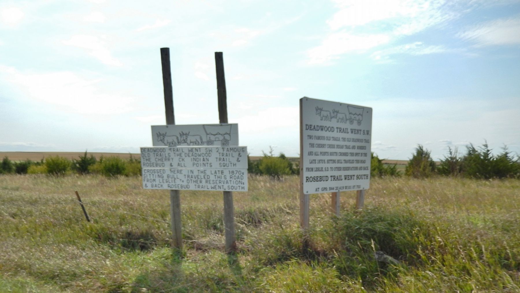 Deadwood Trail Went S.W. Markers (<i>wide view</i>). Click for full size. Deadwood Trail Went S.W. Markers (<i>wide view</i>) image. Click for full size.