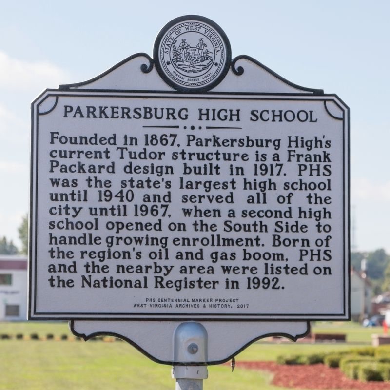 Parkersburg High School Marker. Click for full size. Parkersburg High School Marker image. Click for full size.