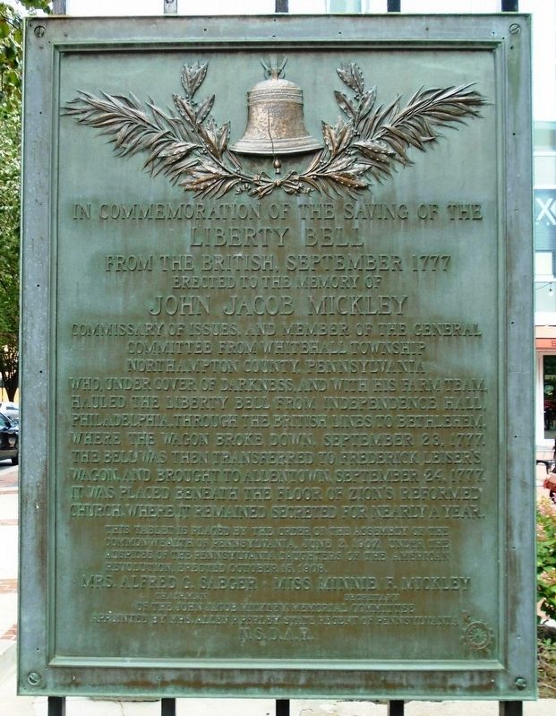 The Saving of the Liberty Bell Marker image. Click for full size.