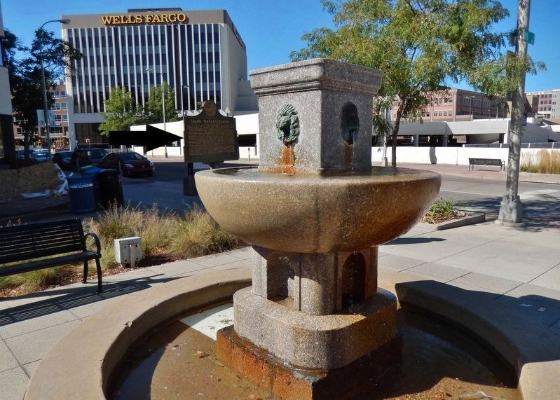 Cigar Manufacturing Marker (<i>wide view from 8th Street; marker visible behind fountain left</i>). Click for full size. Cigar Manufacturing Marker (<i>wide view from 8th Street; marker visible behind fountain left</i>) image. Click for full size.