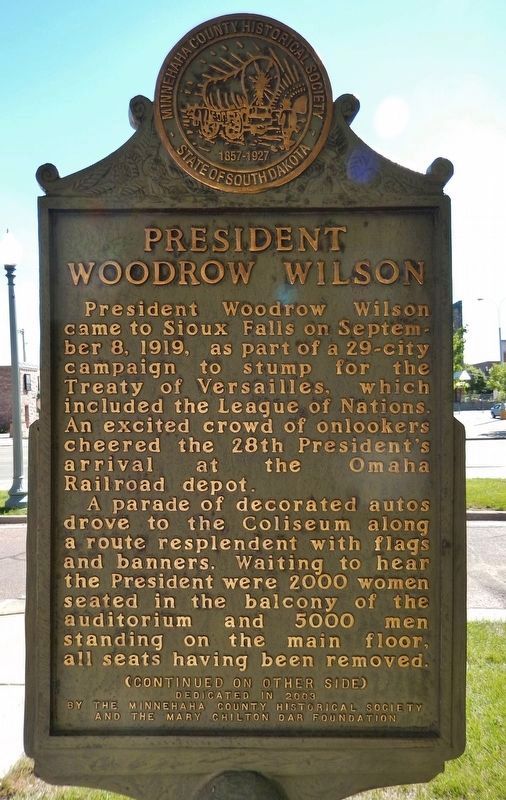President Woodrow Wilson Marker (<i>side 1</i>) image. Click for full size.