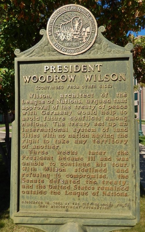 President Woodrow Wilson Marker (<i>side 2</i>) image. Click for full size.