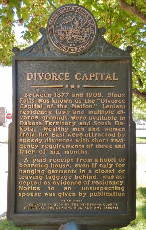 Divorce Capital Marker (<i>side one</i>). Click for full size. Divorce Capital Marker (<i>side one</i>) image. Click for full size.
