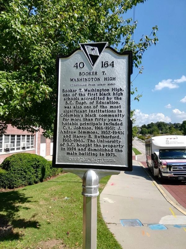 Booker T. Washington School/Booker T. Washington High Marker Reverse. Click for full size. Booker T. Washington School/Booker T. Washington High Marker Reverse image. Click for full size.