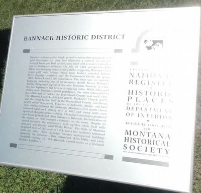 Bannack Historical District Marker image. Click for full size.