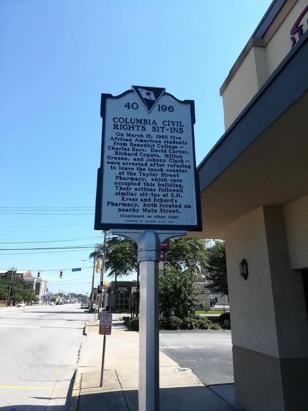 Columbia Civil Rights Sit-Ins side of the marker image. Click for full size.