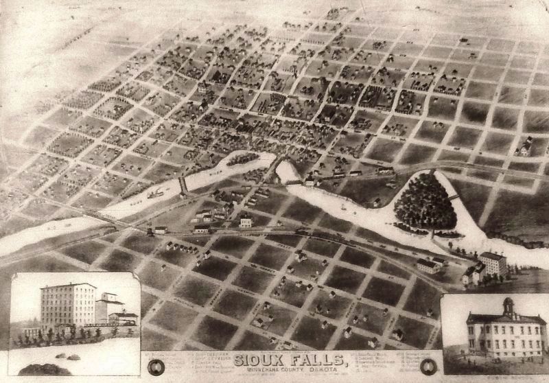 Marker detail: In 1881, Sioux Falls was growing up along the Big Sioux River image. Click for full size.