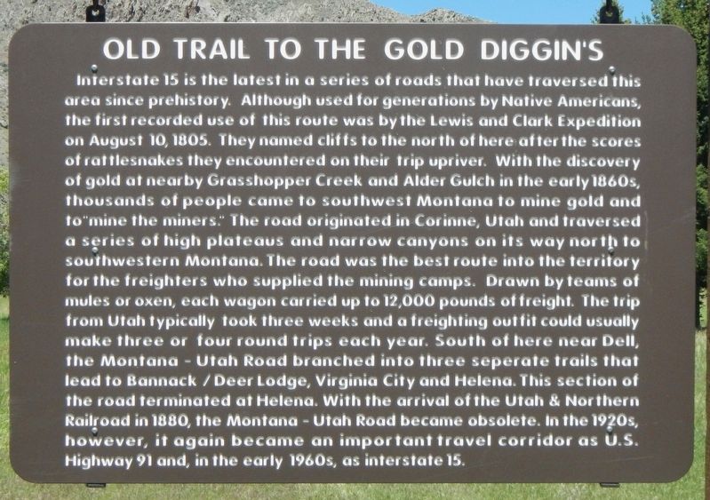 Old Trail to the Gold Diggin's Marker image. Click for full size.