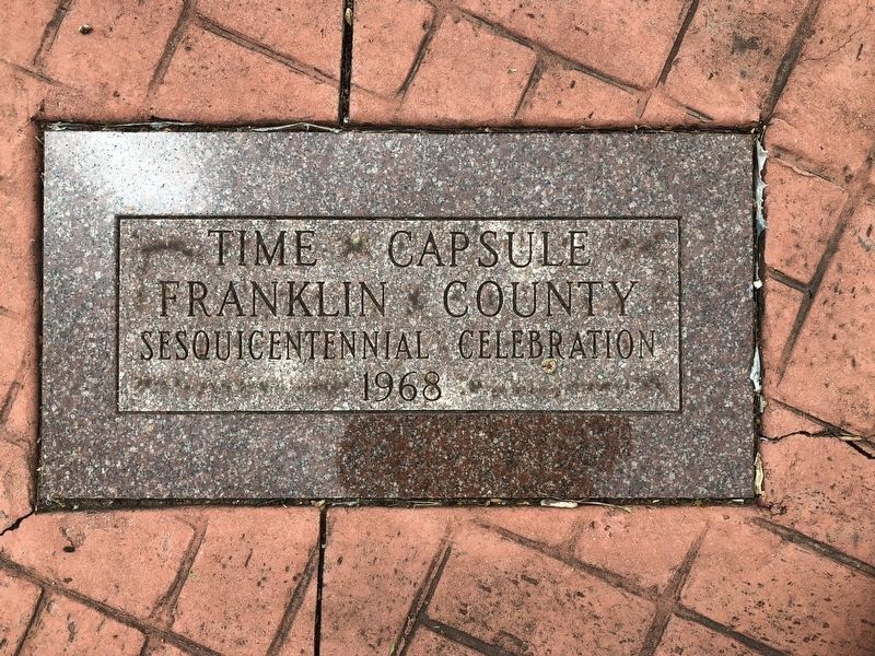 Time Capsule directly in front of the Veterans Memorial image. Click for full size.