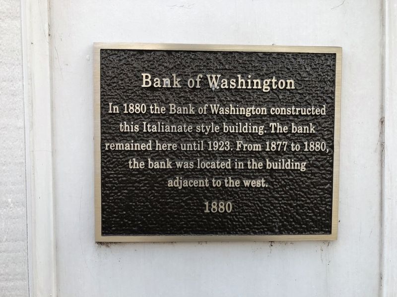 Bank of Washington Marker image. Click for full size.