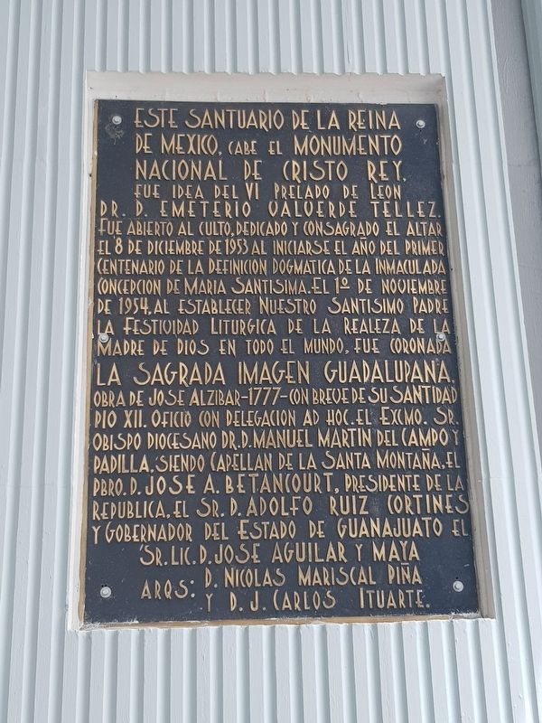 The Sanctuary of the Queen of Mexico Marker. Click for full size. The Sanctuary of the Queen of Mexico Marker image. Click for full size.