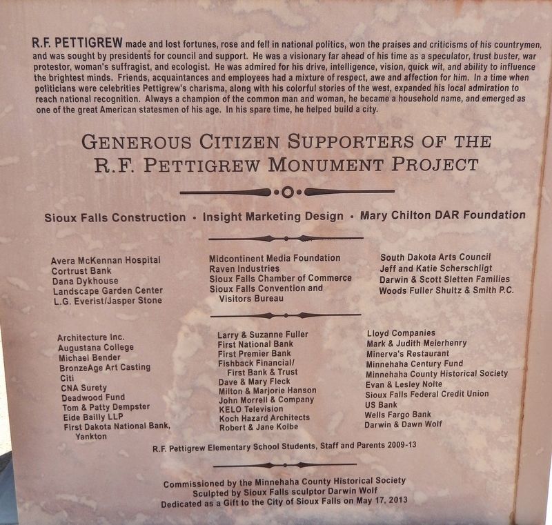 Richard Franklin Pettigrew Marker (<i>panel 4</i>). Click for full size. Richard Franklin Pettigrew Marker (<i>panel 4</i>) image. Click for full size.
