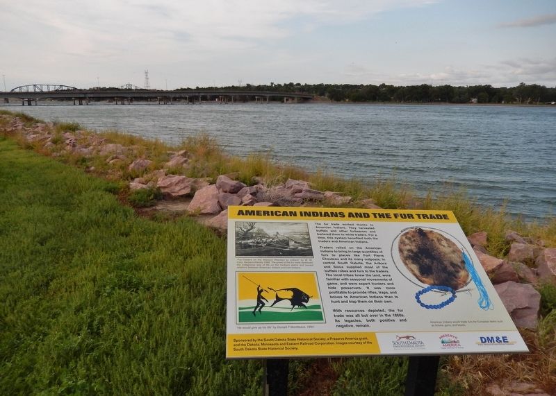 American Indians and the Fur Trade Marker (<i>wide view; looking north across Missouri River</i>). Click for full size. American Indians and the Fur Trade Marker (<i>wide view; looking north across Missouri River</i>) image. Click for full size.