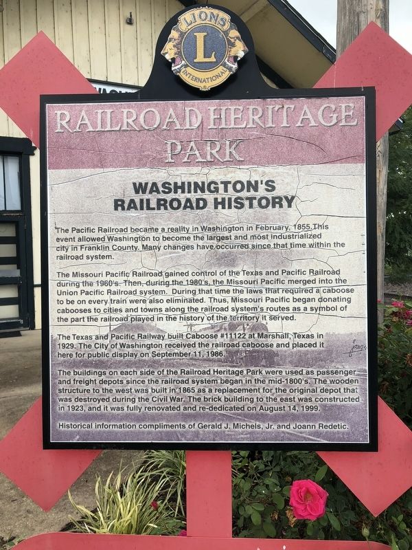 Washington's Railroad History Marker. Click for full size. Washington's Railroad History Marker image. Click for full size.