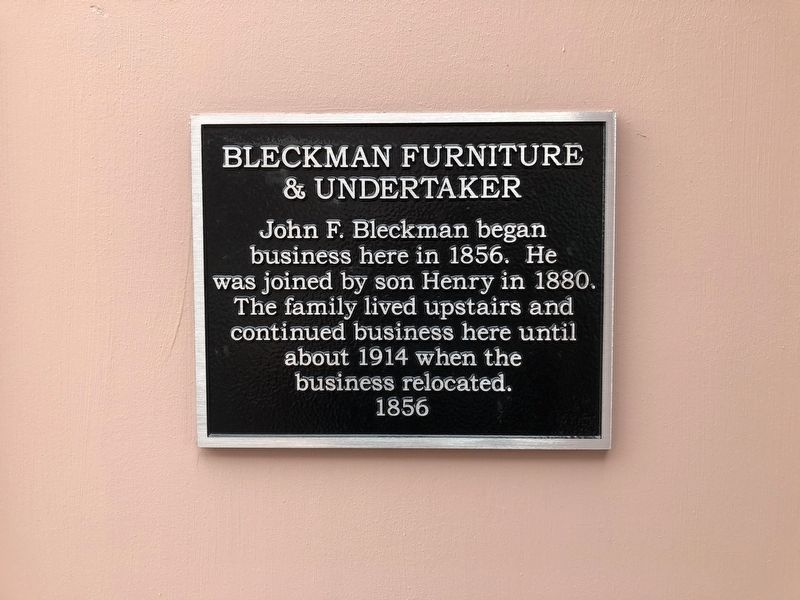 Bleckman Furniture & Undertaker Marker image. Click for full size.