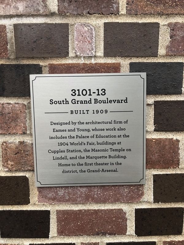 3101-13 South Grand Boulevard Marker. Click for full size. 3101-13 South Grand Boulevard Marker image. Click for full size.