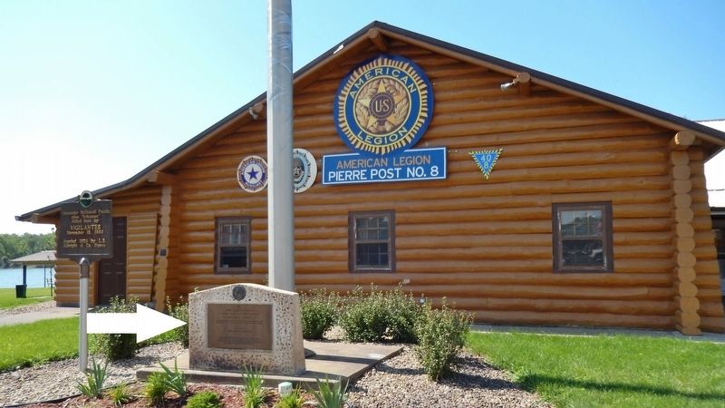 American Legion Post No. 8, Pierre, South Dakota (<i>marker in front of flagpole</i>) image. Click for full size.