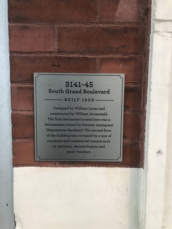3141-45 South Grand Boulevard Marker. Click for full size. 3141-45 South Grand Boulevard Marker image. Click for full size.