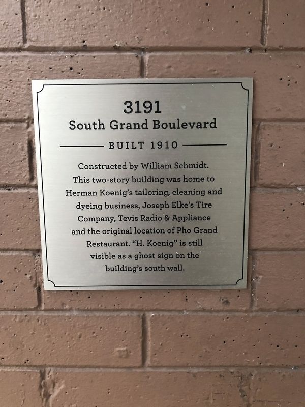 3191 South Grand Boulevard Marker. Click for full size. 3191 South Grand Boulevard Marker image. Click for full size.