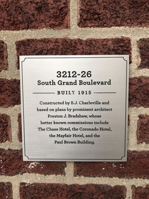 3212-26 South Grand Boulevard Marker. Click for full size. 3212-26 South Grand Boulevard Marker image. Click for full size.
