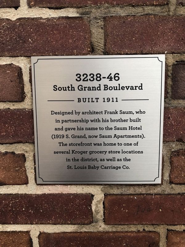 3238-46 South Grand Boulevard Marker. Click for full size. 3238-46 South Grand Boulevard Marker image. Click for full size.