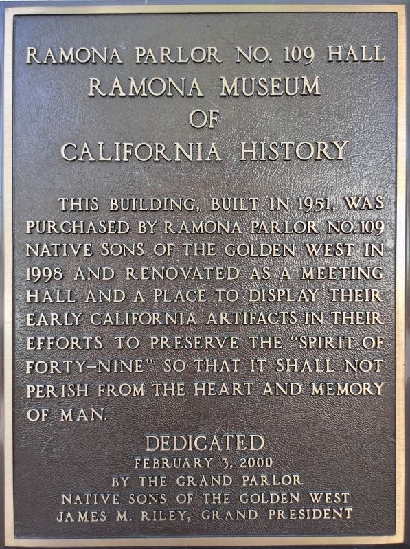 Ramona Museum Marker image. Click for full size.