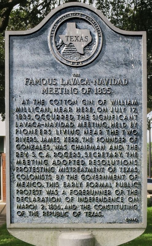 The Famous Lavaca-Navidad Meeting of 1835 Marker. Click for full size. The Famous Lavaca-Navidad Meeting of 1835 Marker image. Click for full size.