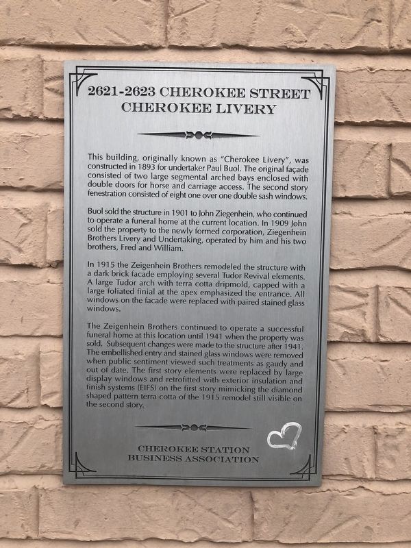 2621-2623 Cherokee Street Marker. Click for full size. 2621-2623 Cherokee Street Marker image. Click for full size.