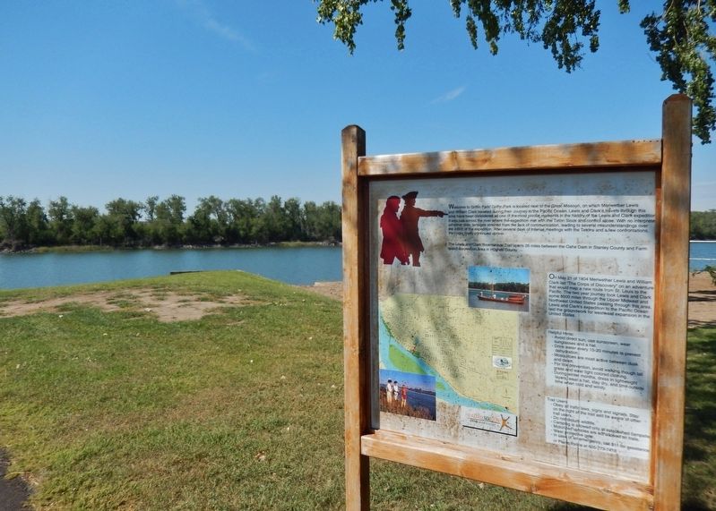 Lewis & Clark Trail Marker (<i>wide view; looking southwest across Missouri River</i>). Click for full size. Lewis & Clark Trail Marker (<i>wide view; looking southwest across Missouri River</i>) image. Click for full size.